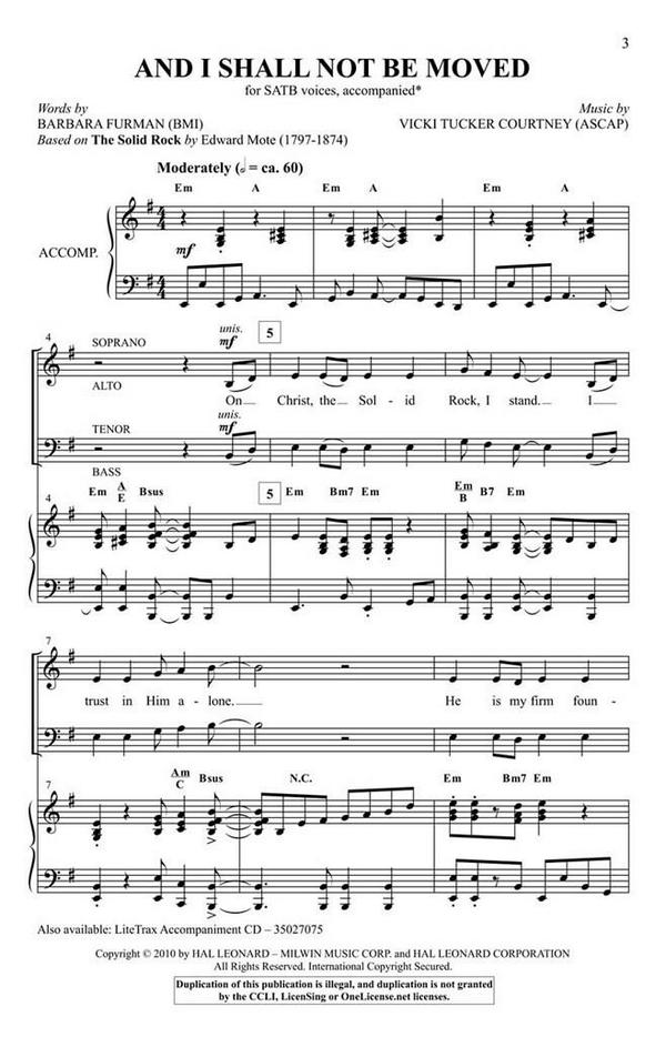 And I Shall Not Be Moved&nbsp;&nbsp;SATB&nbsp;&nbsp;Chorpartitur