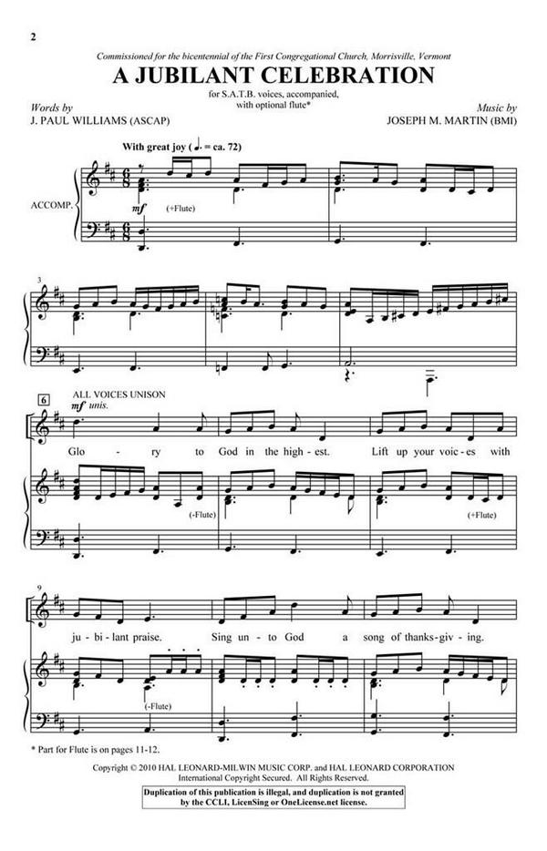 A Jubilant Celebration  SATB and Flute  Chorpartitur