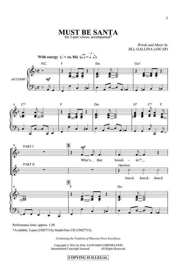 Must Be Santa&nbsp;&nbsp;2-Part, Choreography&nbsp;&nbsp;Chorpartitur
