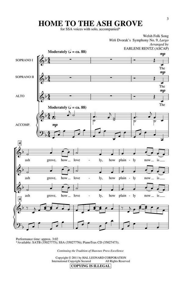 Home to the Ash Grove  SSA  Chorpartitur