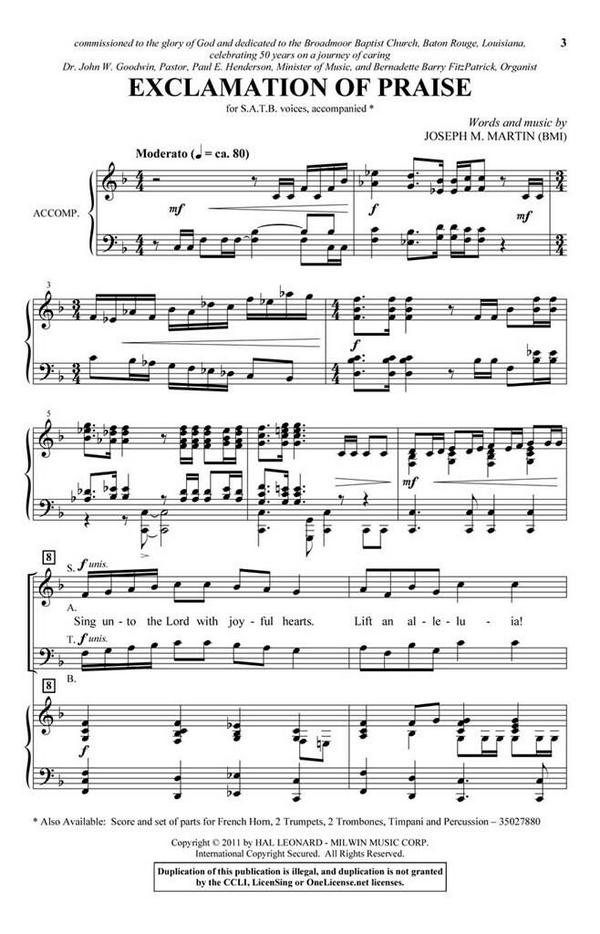 Exclamation of Praise&nbsp;&nbsp;SATB&nbsp;&nbsp;Chorpartitur