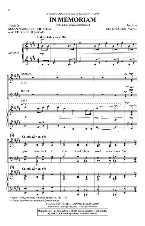 In Memoriam  SATB  Chorpartitur
