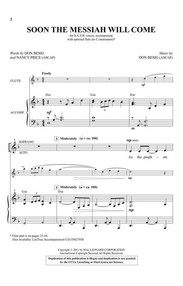 Soon the Messiah Will Come  SATB  Chorpartitur