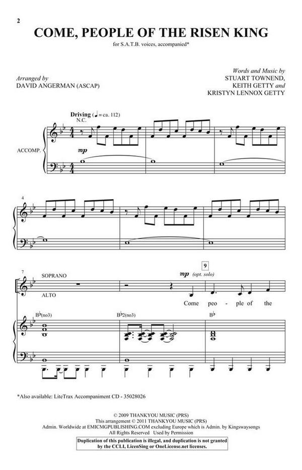 Come, People of the Risen King&nbsp;&nbsp;SATB&nbsp;&nbsp;Chorpartitur