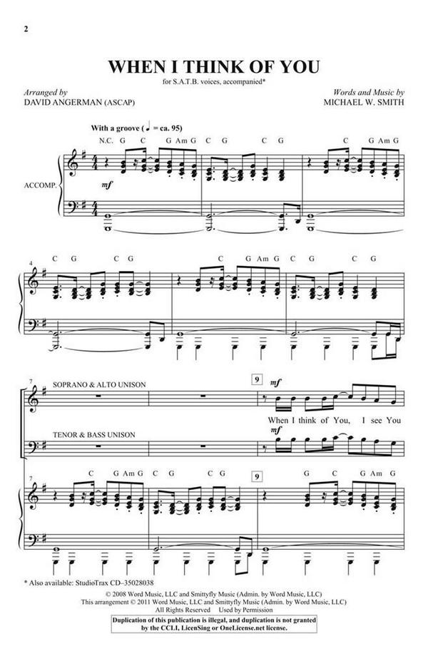 When I Think of You&nbsp;&nbsp;SATB&nbsp;&nbsp;Chorpartitur