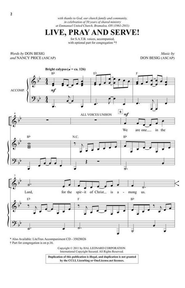 Live, Pray and Serve!  SATB  Chorpartitur