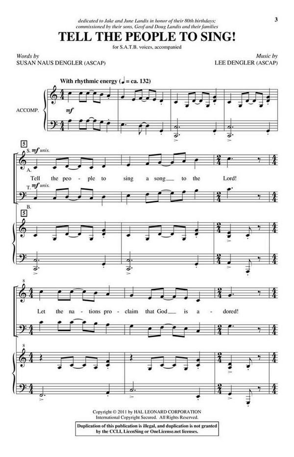 Tell the People to Sing!  SATB  Chorpartitur