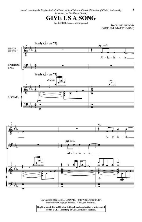 Give Us a Song&nbsp;&nbsp;TTBB&nbsp;&nbsp;Chorpartitur