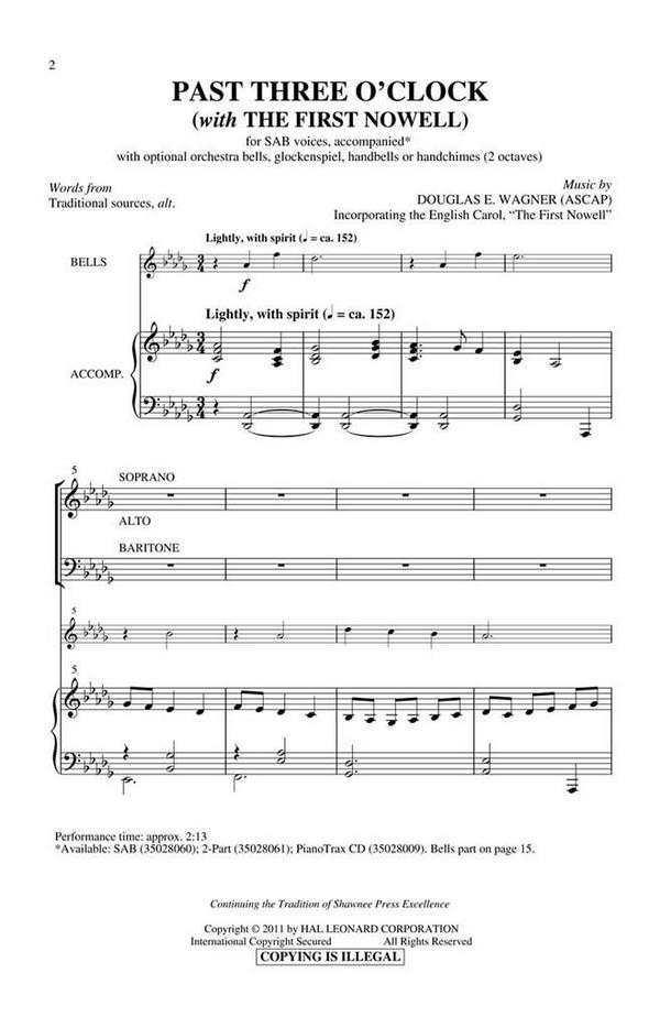 Past Three O'Clock  SAB and opt. Handbells  Chorpartitur