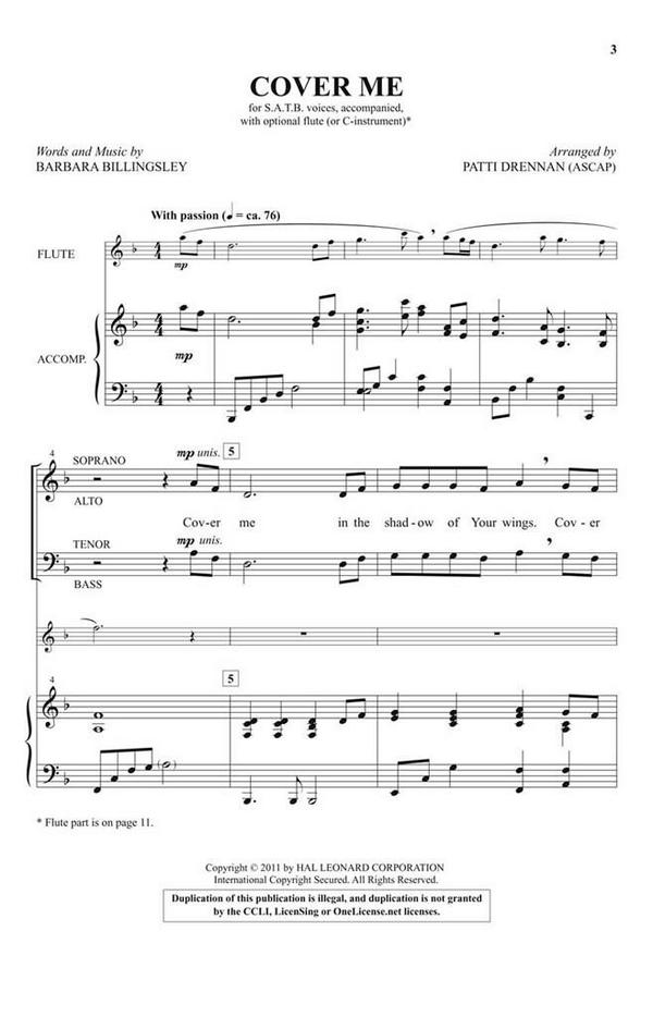 Cover Me&nbsp;&nbsp;SATB&nbsp;&nbsp;Chorpartitur