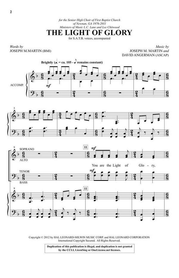 The Light of Glory&nbsp;&nbsp;SATB&nbsp;&nbsp;Chorpartitur