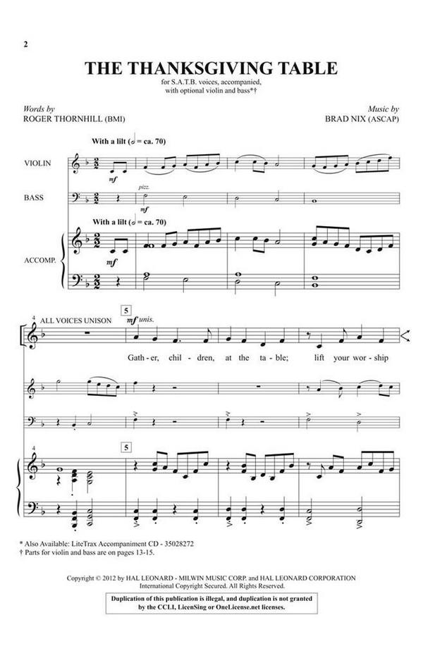 The Thanksgiving Table&nbsp;&nbsp;SATB&nbsp;&nbsp;Chorpartitur