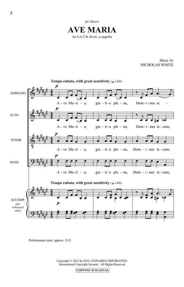 Ave Maria&nbsp;&nbsp;SATB a Cappella&nbsp;&nbsp;Chorpartitur