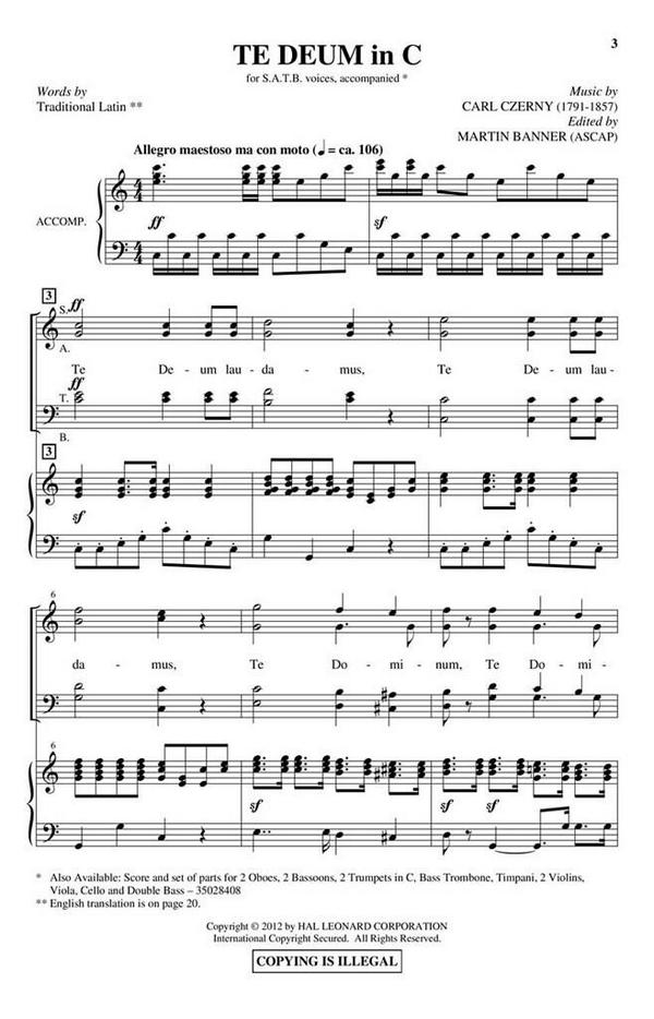 Te Deum in C&nbsp;&nbsp;SATB&nbsp;&nbsp;Chorpartitur