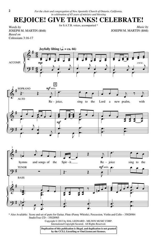 Rejoice! Give Thanks! Celebrate!&nbsp;&nbsp;SATB&nbsp;&nbsp;Chorpartitur