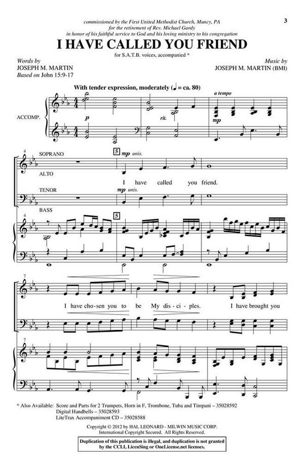 I Have Called You Friend&nbsp;&nbsp;SATB&nbsp;&nbsp;Chorpartitur