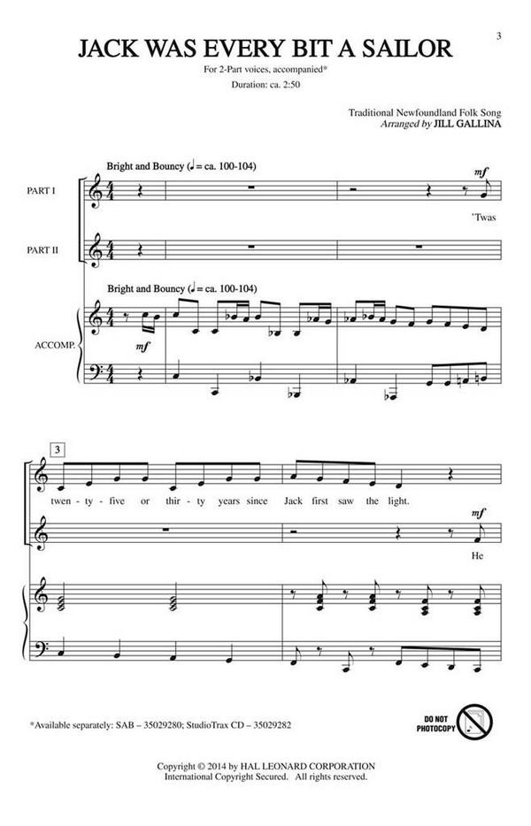 Jack Was Every Bit a Sailor&nbsp;&nbsp;2-Part Choir&nbsp;&nbsp;Chorpartitur