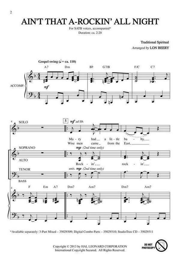 Ain't That A-rockin' All Night&nbsp;&nbsp;SATB&nbsp;&nbsp;Chorpartitur