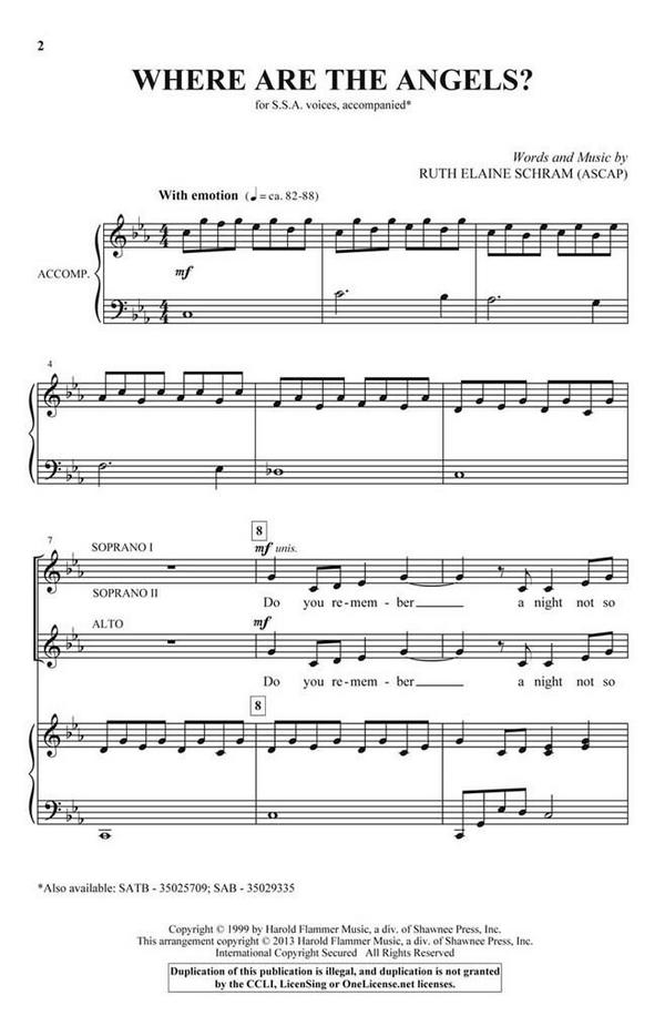 Where Are the Angels?&nbsp;&nbsp;SSA&nbsp;&nbsp;Chorpartitur