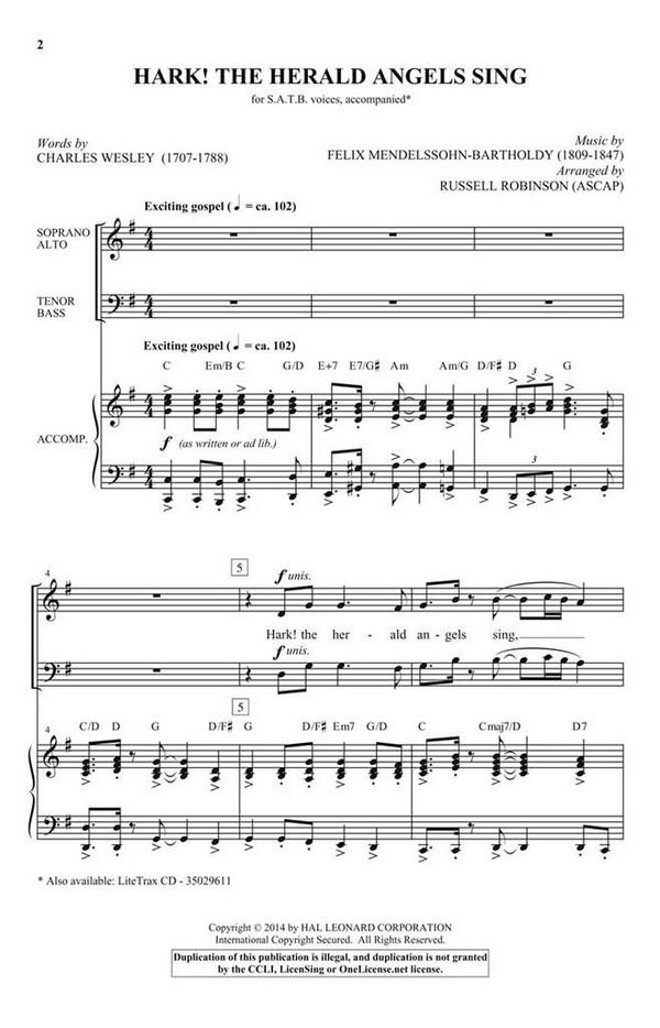 Hark! The Herald Angels Sing&nbsp;&nbsp;SATB&nbsp;&nbsp;Chorpartitur