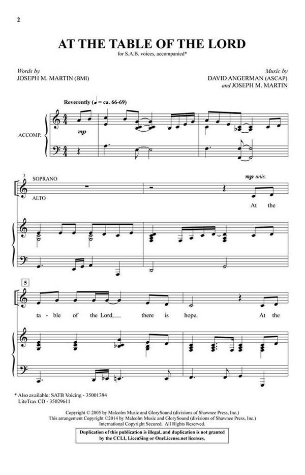 At the Table of the Lord&nbsp;&nbsp;SAB&nbsp;&nbsp;Chorpartitur