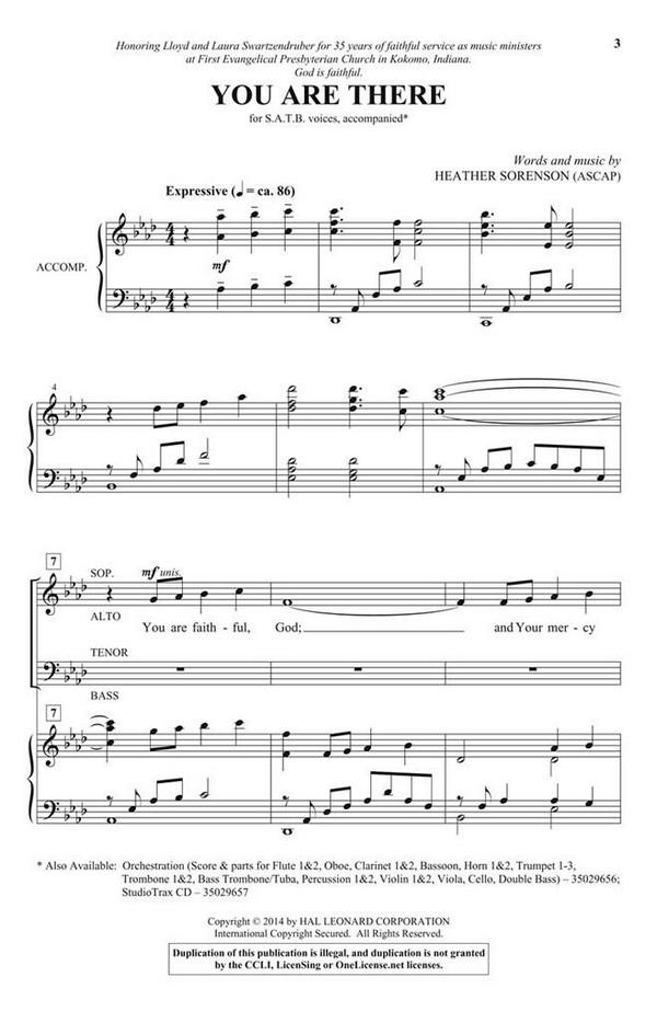 You Are There&nbsp;&nbsp;SATB&nbsp;&nbsp;Chorpartitur