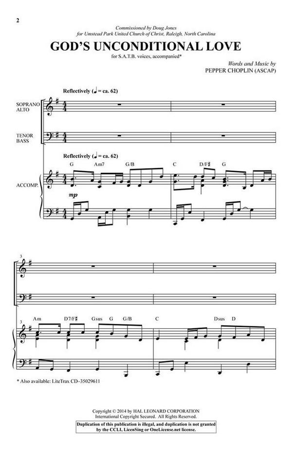 God's Unconditional Love  SATB  Chorpartitur