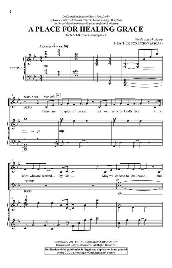 A Place for Healing Grace  SATB  Chorpartitur