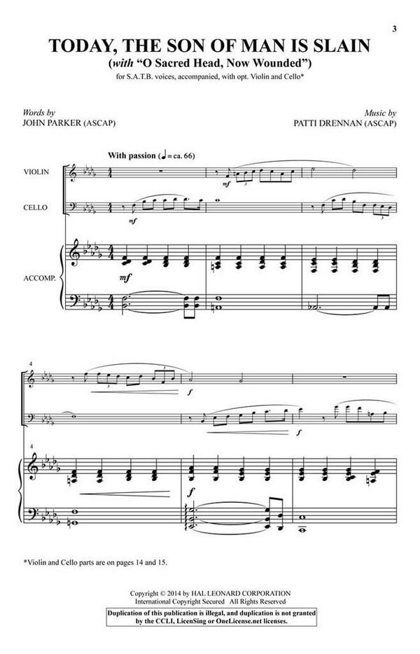 Today, the Son of Man Is Slain&nbsp;&nbsp;SATB and opt. Violin and Cello&nbsp;&nbsp;Chorpartitur