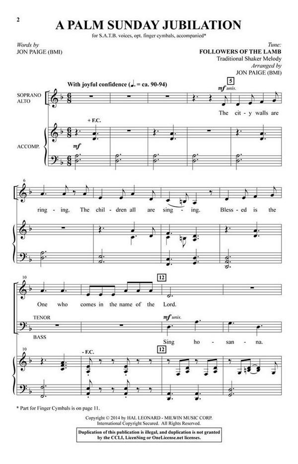 A Palm Sunday Jubilation  SATB and opt. Finger Cymbals  Chorpartitur