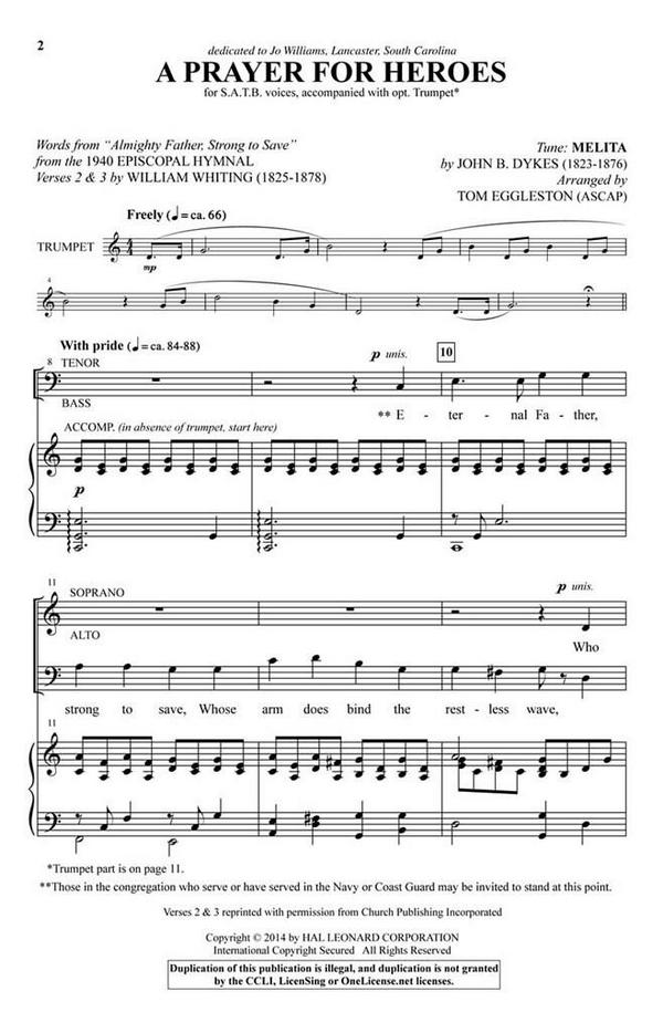 A Prayer for Heroes  SATB and opt. Trumpet  Chorpartitur