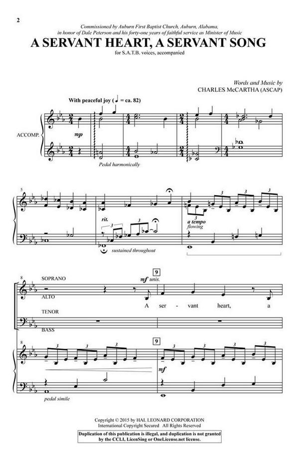 A Servant Heart, A Servant Song  SATB  Chorpartitur