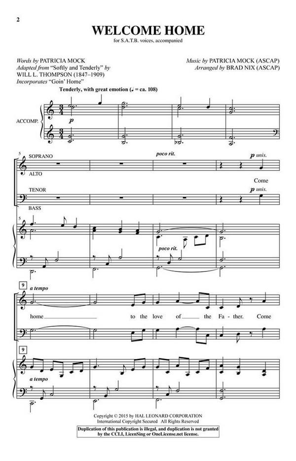Welcome Home&nbsp;&nbsp;SATB&nbsp;&nbsp;Chorpartitur