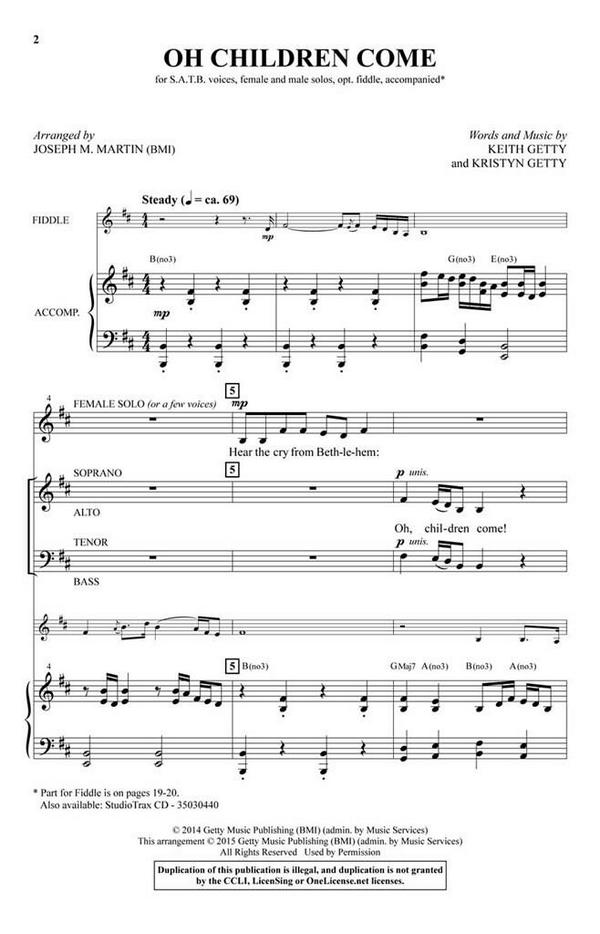 Oh Children Come&nbsp;&nbsp;SATB and Fiddle&nbsp;&nbsp;Chorpartitur