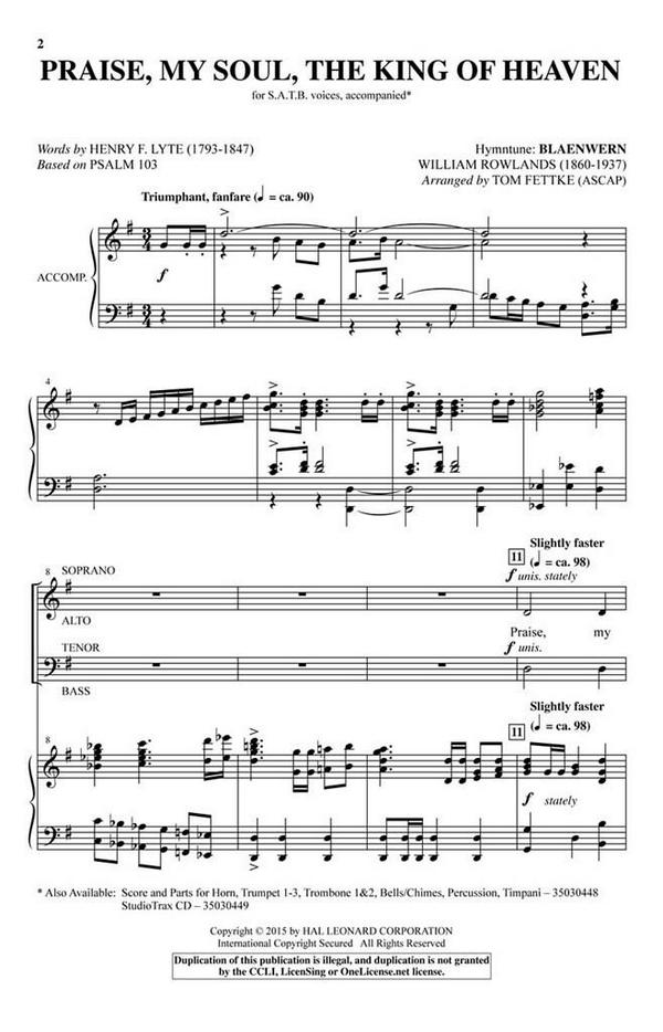 Praise, My Soul, the King of Heaven&nbsp;&nbsp;SATB&nbsp;&nbsp;Chorpartitur