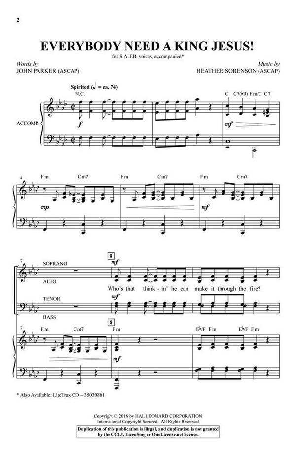Everybody Need A King Jesus!  SATB  Chorpartitur