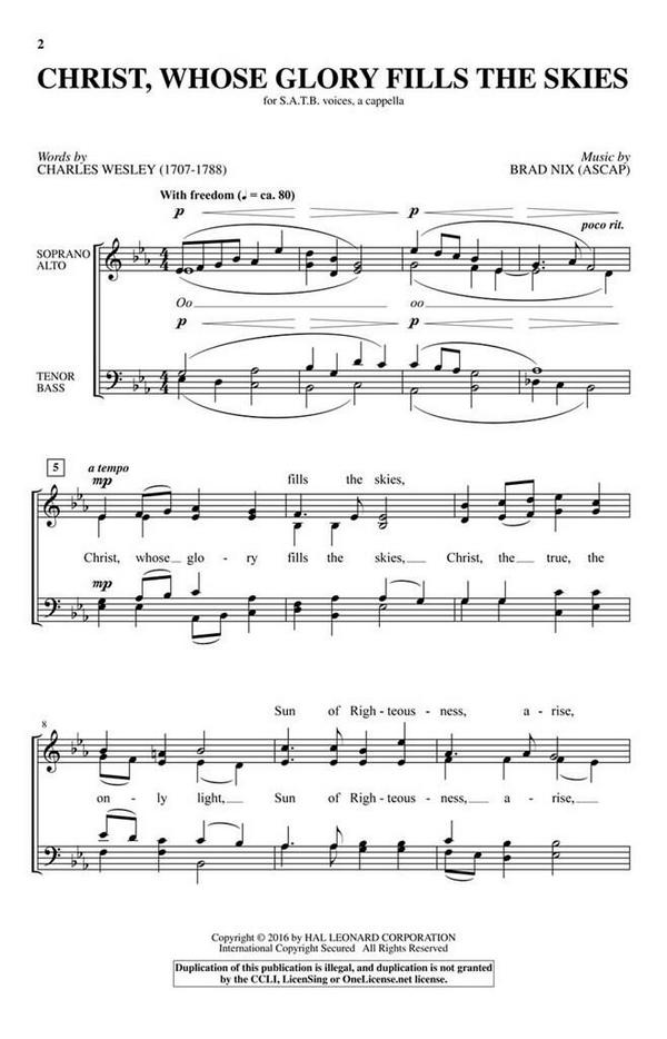 Christ, Whose Glory Fills the Skies&nbsp;&nbsp;SATB a Cappella&nbsp;&nbsp;Chorpartitur