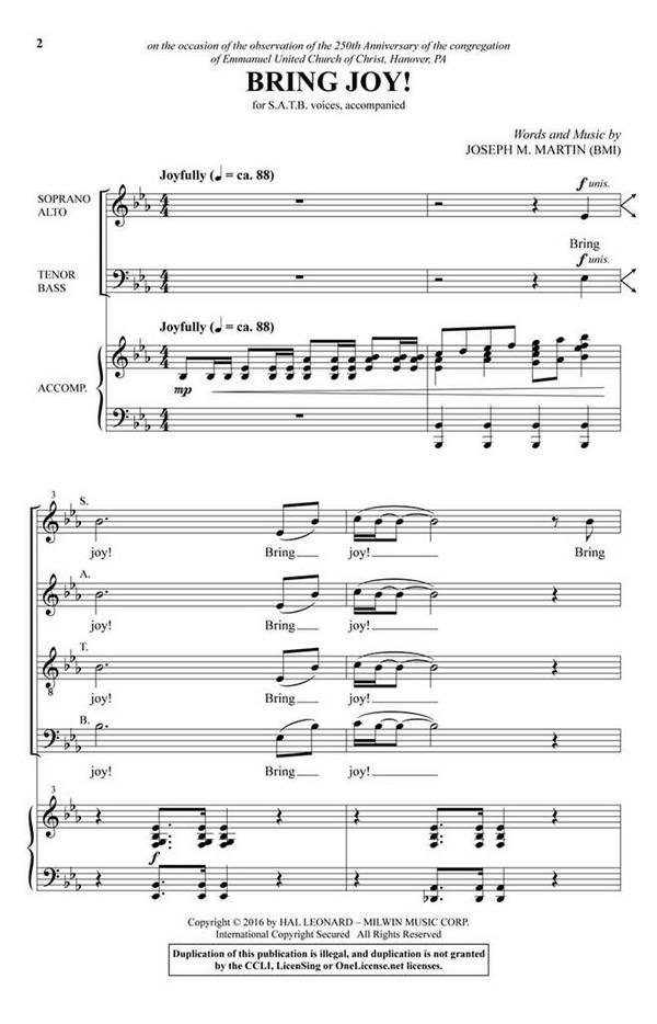 Bring Joy!&nbsp;&nbsp;SATB&nbsp;&nbsp;Chorpartitur