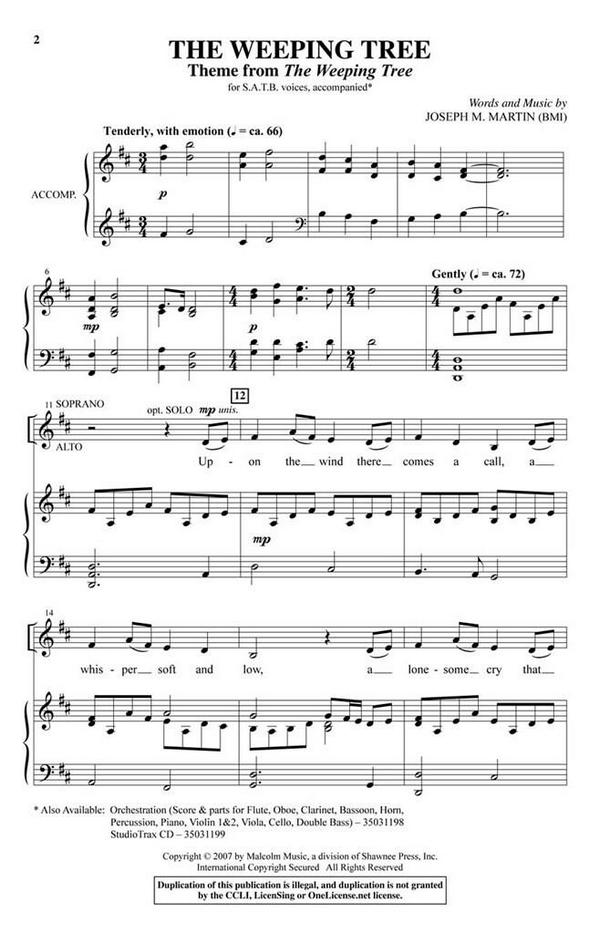 The Weeping Tree&nbsp;&nbsp;SATB&nbsp;&nbsp;Chorpartitur