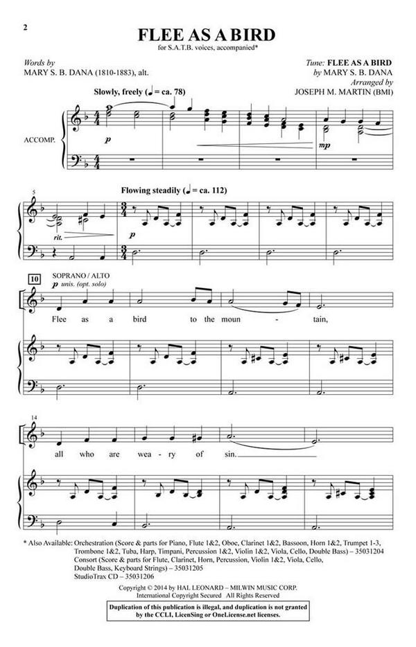 Flee As a Bird&nbsp;&nbsp;SATB&nbsp;&nbsp;Chorpartitur