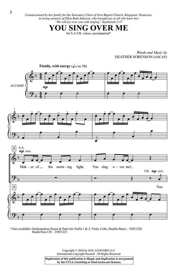 You Sing Over Me&nbsp;&nbsp;SATB&nbsp;&nbsp;Chorpartitur
