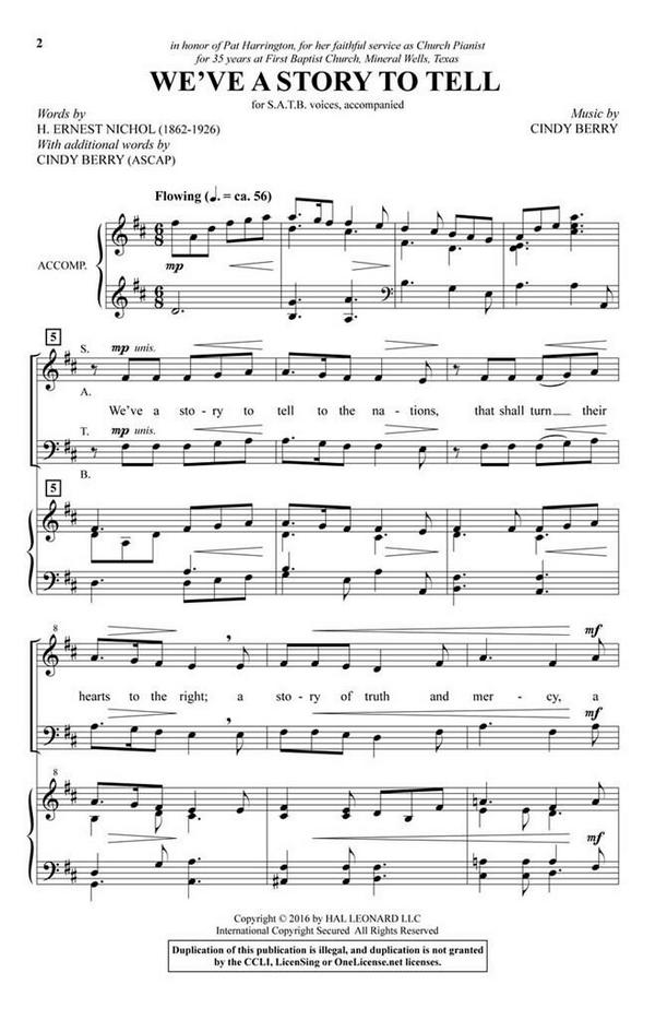 We've a Story to Tell&nbsp;&nbsp;SATB&nbsp;&nbsp;Chorpartitur