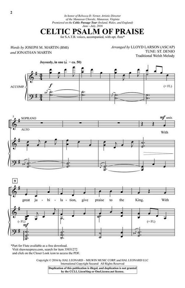 Celtic Psalm of Praise&nbsp;&nbsp;SATB and opt. Flute&nbsp;&nbsp;Chorpartitur