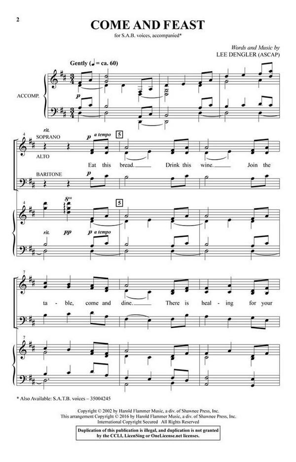 Come and Feast  SAB  Chorpartitur