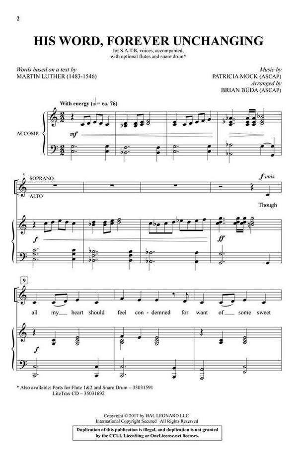 His Word, Forever Unchanging&nbsp;&nbsp;SATB&nbsp;&nbsp;Chorpartitur