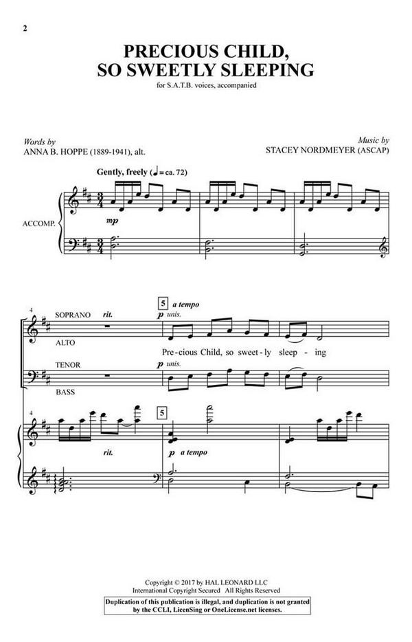 Precious Child, So Sweetly Sleeping&nbsp;&nbsp;SATB&nbsp;&nbsp;Chorpartitur