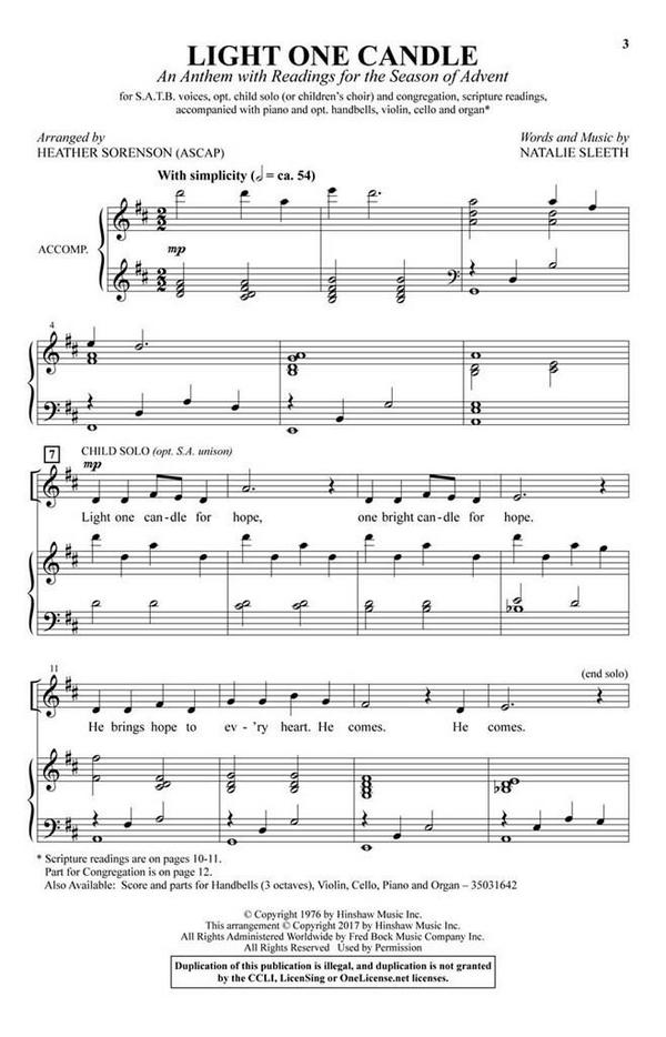 Light One Candle&nbsp;&nbsp;SATB&nbsp;&nbsp;Chorpartitur