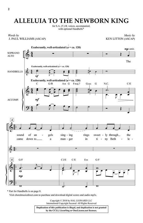 Alleluia to the Newborn King&nbsp;&nbsp;SA[T]B and opt. Handbells&nbsp;&nbsp;Chorpartitur