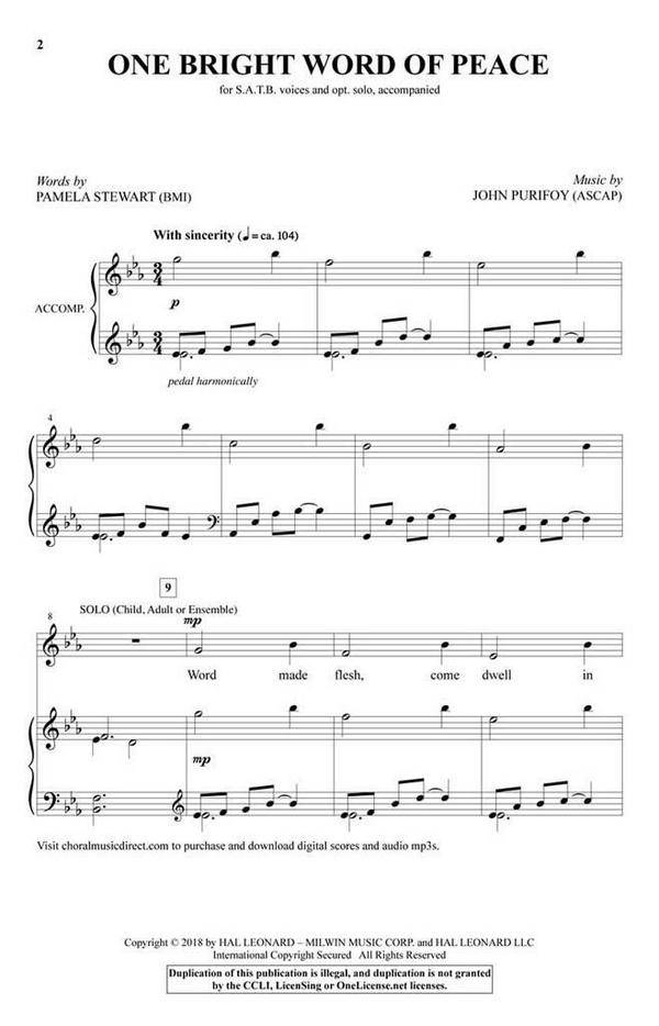 One Bright Word of Peace&nbsp;&nbsp;SATB&nbsp;&nbsp;Chorpartitur