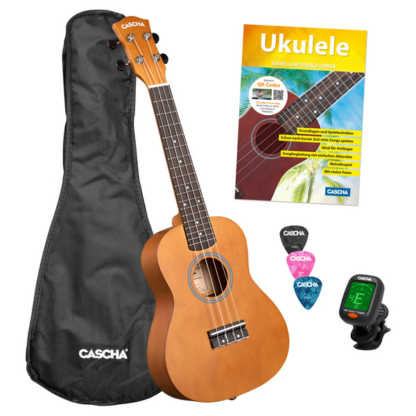 Concert Ukulele Linden Brown Set (incl. Bag, 3 Picks, Book, Tuner)    